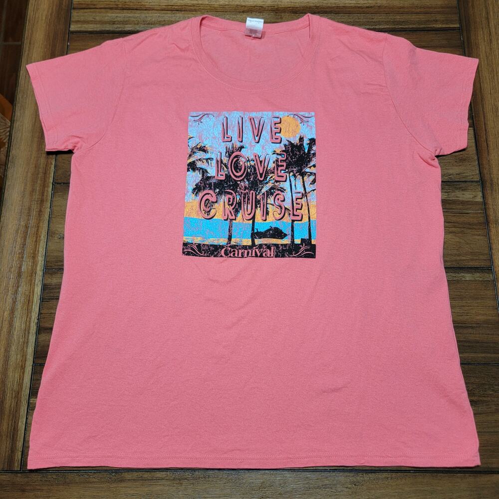 Carnival Cruise Salmon Tee "Live Love Cruise" - Size Ladies 2XL NWOT
